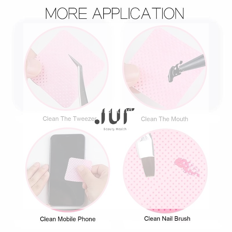 Eyelash Extension With Glue - プロフェッショナルな糸くずの出ないネイルワイプ、まつげエクステ用グルーワイプ、ネイルポリッシュ除去ワイプ、サロン用200枚入り
