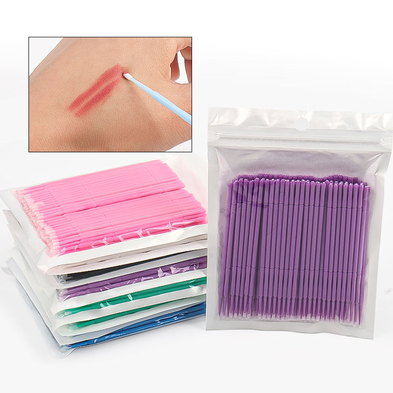 Eyelash Extension With Glue - 100本入り/袋 竹製まつげエクステ洗浄綿棒 ラッシュリフトグルーリムーバーアプリケーター マイクロブレードメイクアップマイクロブラシツール