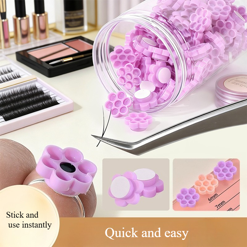 Eyelash Extension Guide - 120 個まつげエクステンション接着剤ホルダーハニカム型まつげ接着剤カップリング付き女性女の子用まつげエクステンション用品