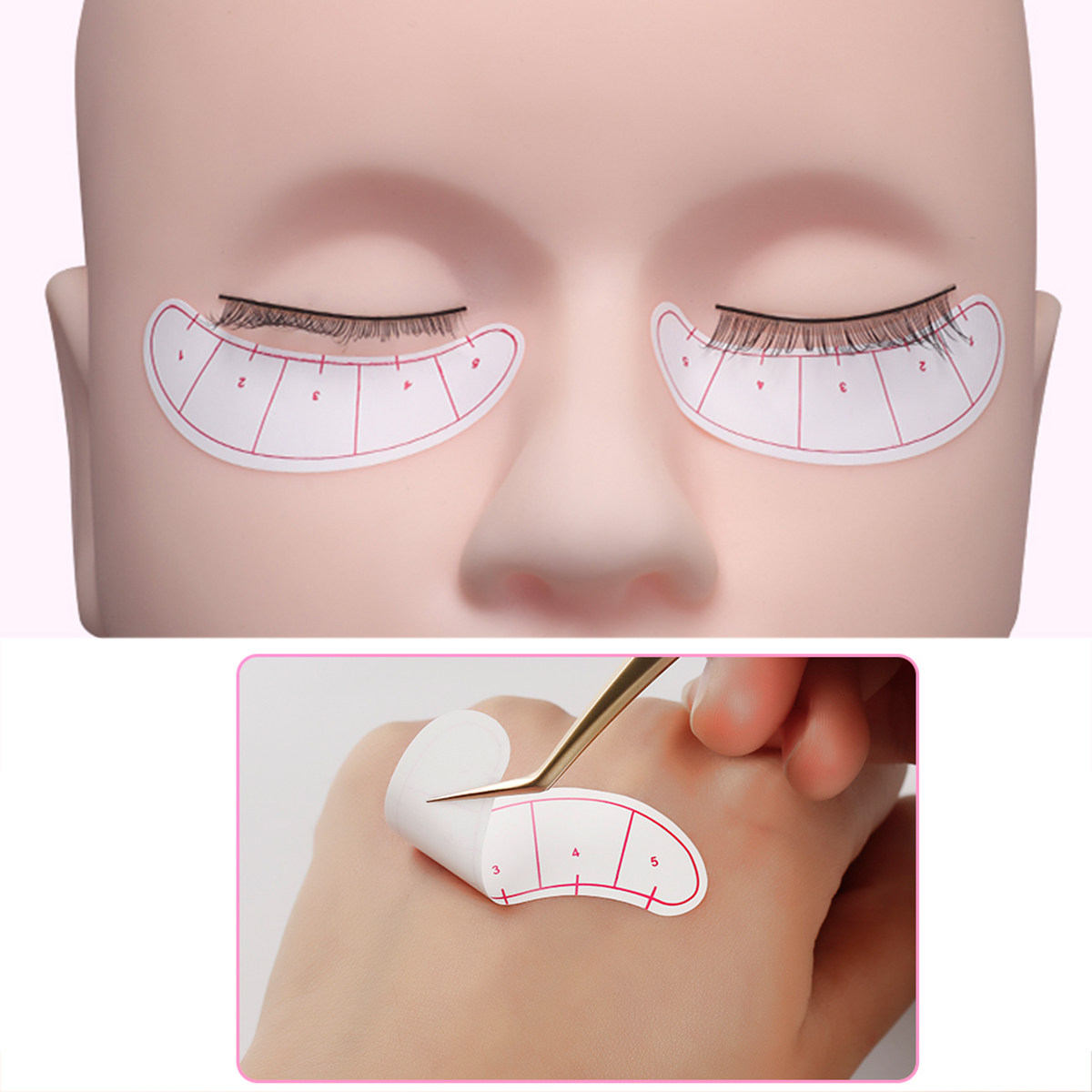 Eyelash Extension Is Safe - 1パックまつげ分離ステッカー まつげエクステ練習用 ソフトファイバー素材 正確な5点位置決め 安全な肌への接着