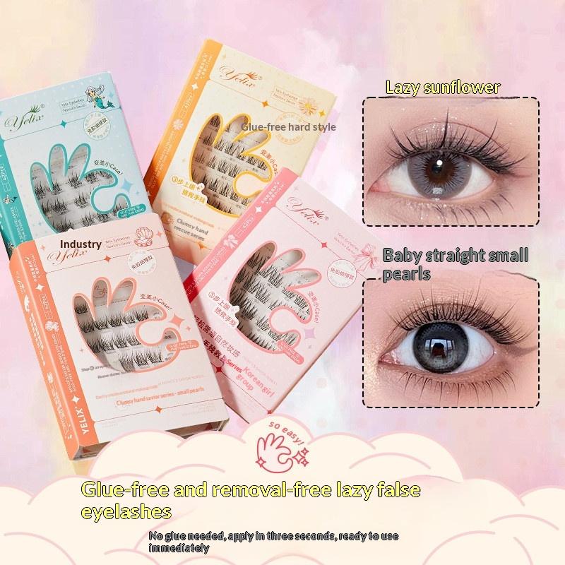 Eyelash Extension With Glue - 7列の自己粘着式まつげ接着剤不要のつけまつげエクステ再利用可能なまつげ接着剤不要のつけまつげDIY個別まつげ