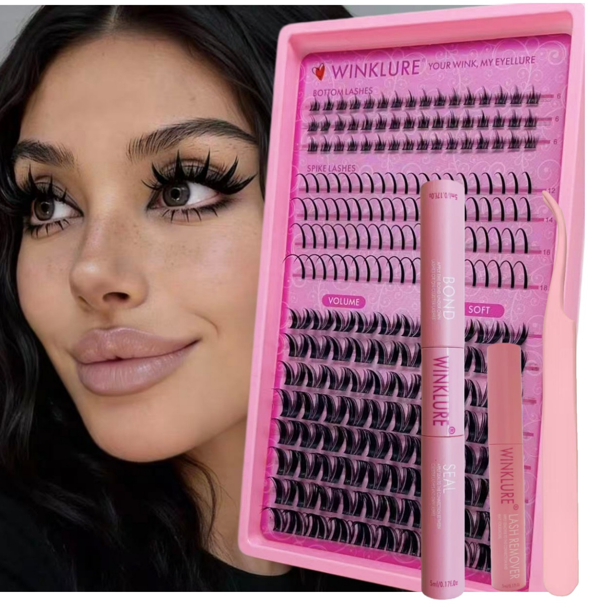 Eyelash Extension Full Set - WINKLURE ふわふわまつげクラスターキット ボリュームクラスターまつげエクステキット Dカールまつげクラスター 個別まつげ フルフェイクミニ