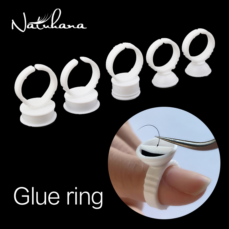Eyelash Extension Full Set - NATUHANA 100 個使い捨てまつげエクステンショングルーホルダーリングラッシュ延長タトゥー粘着顔料パレットホルダーリング