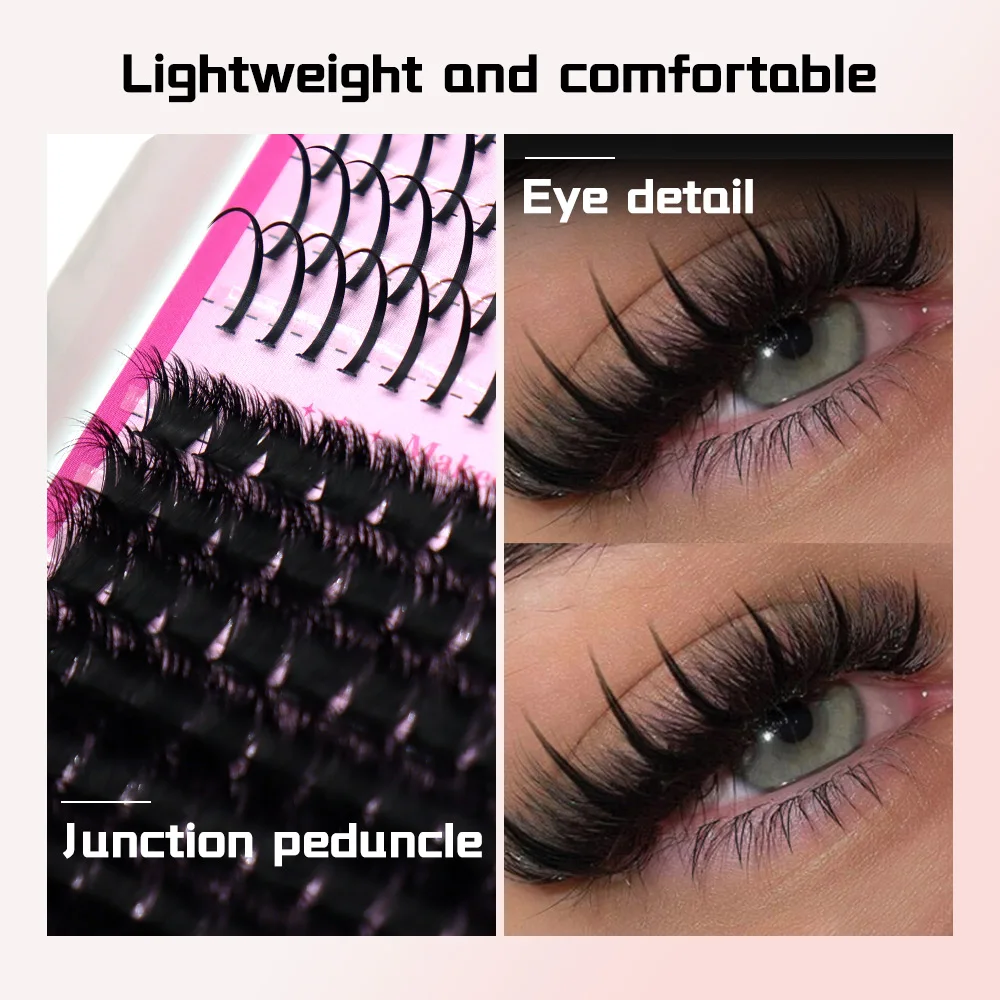 HBZGTLAD スパイク 14列 DIY クラスターフェイ - Eyelash Extension Full Set のレビューと価格
