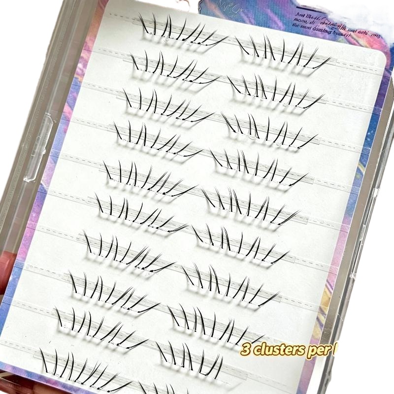 1セットコミック下まつげエクステクラスターナチュラルセルフ接 - Eyelash Extension With Glue のレビューと価格