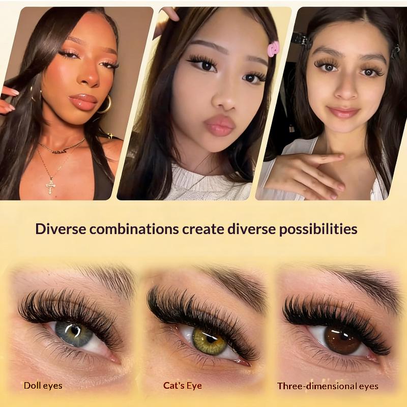 新しいDIYまつげエクステキット、接着剤不要の個別まつげクラ - Eyelash Extension With Glue のレビューと価格