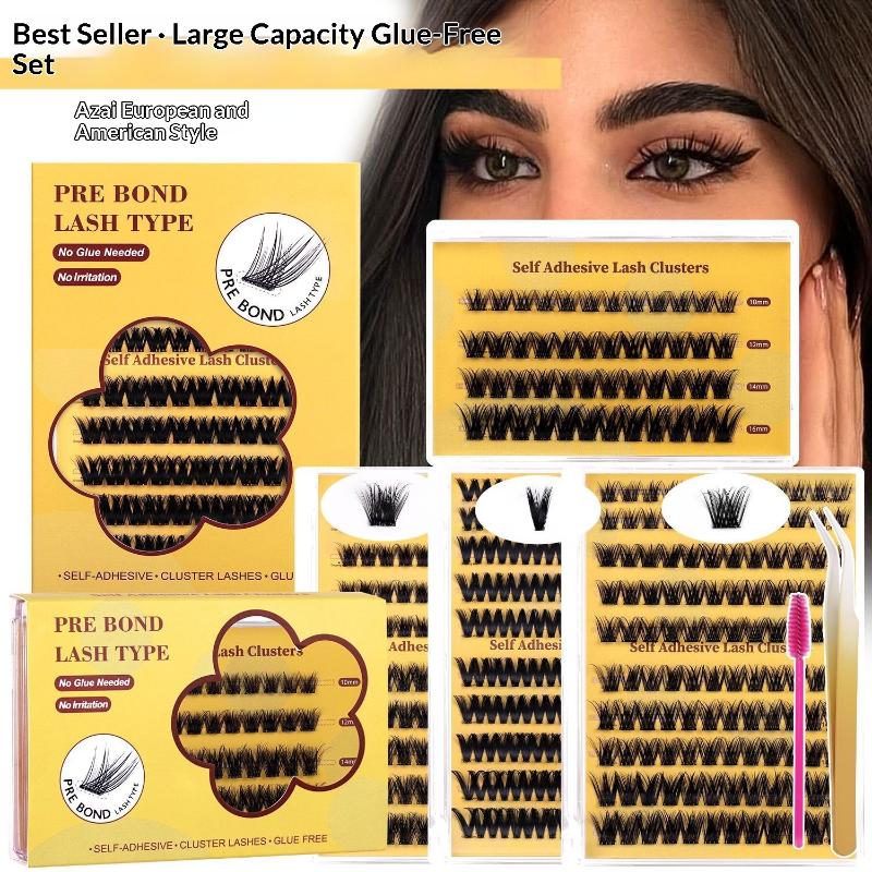 新しいDIYまつげエクステキット、接着剤不要の個別まつげクラ - Eyelash Extension With Glue のレビューと価格