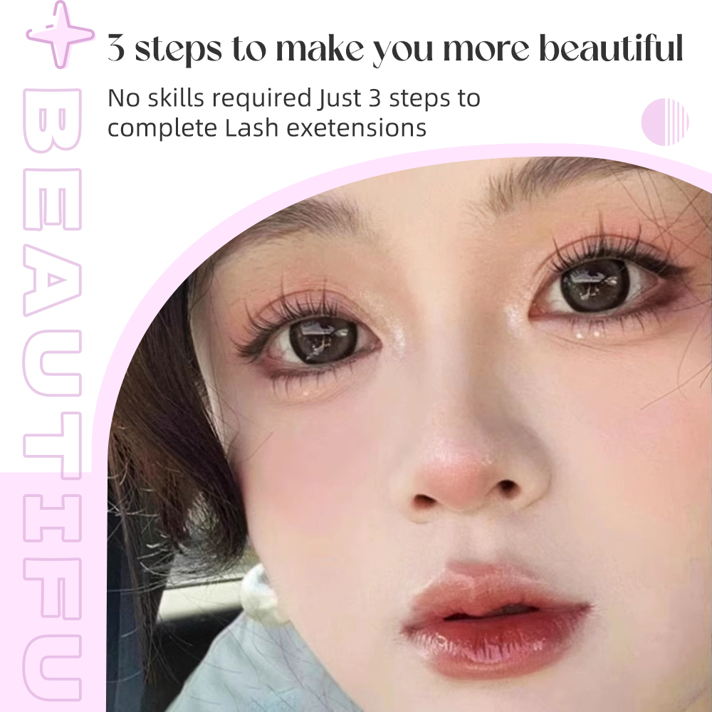 Elix-粘着まつげクラスター、天然まつげ拡張キット、接着剤 - Eyelash Extension Full Set のレビューと価格