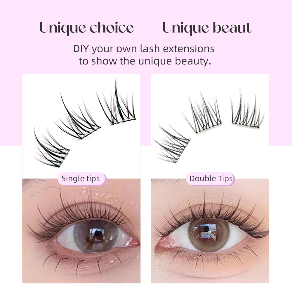 Elix-粘着まつげクラスター、天然まつげ拡張キット、接着剤 - Eyelash Extension Full Set のレビューと価格