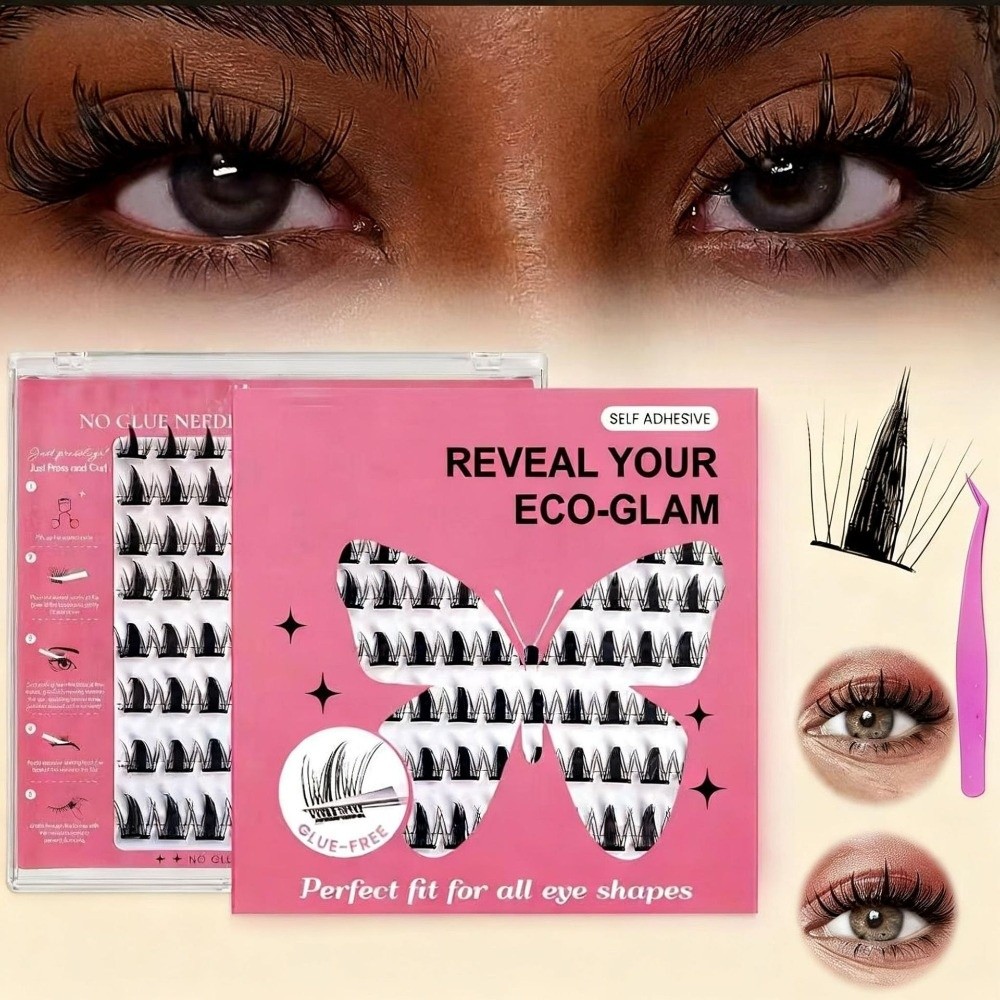 自然な見た目DIYまつげエクステキット ふわふわ 接着剤不要 - Eyelash Extension Full Set のレビューと価格