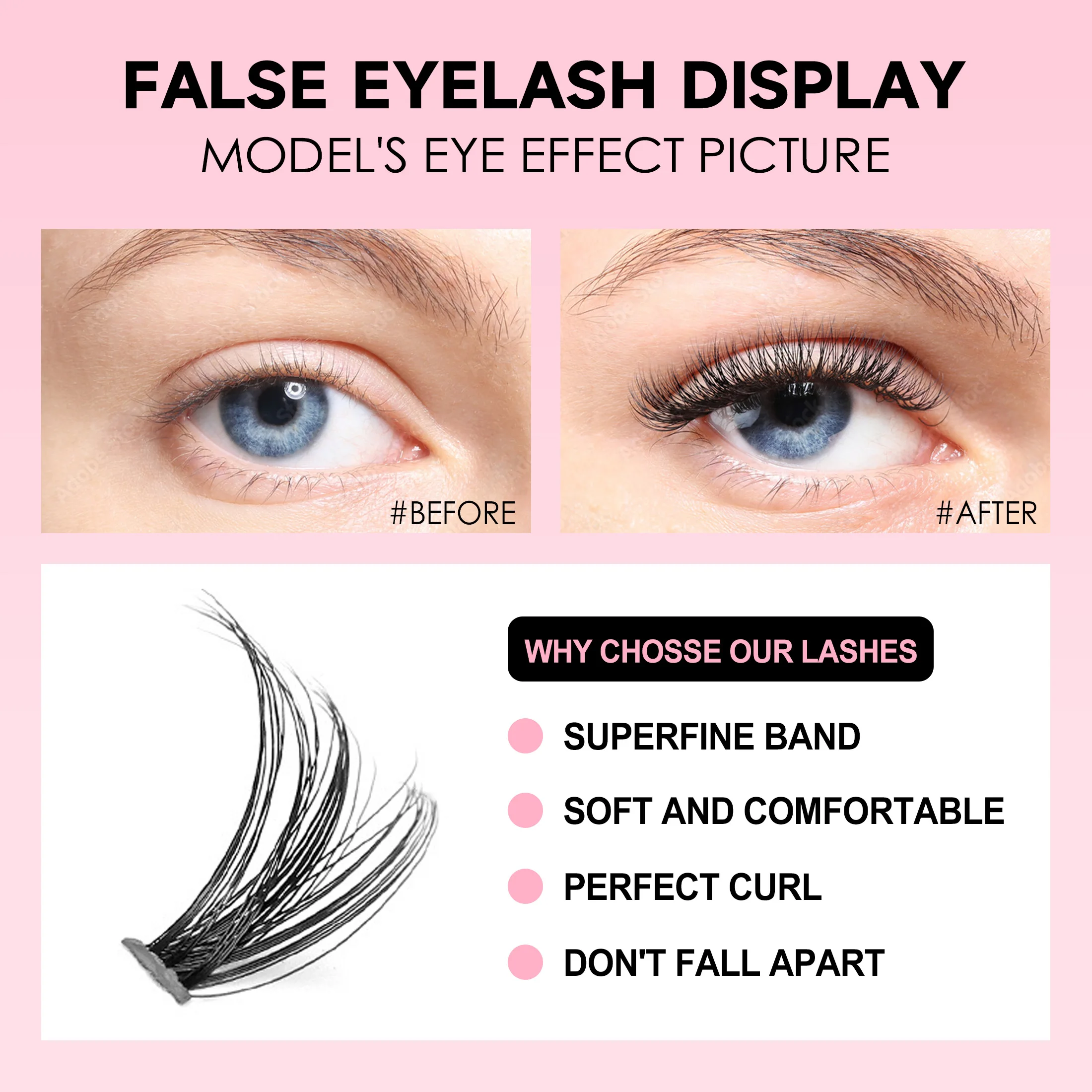 DIYまつげエクステキット,200個,クラスター,接着剤とシ - Eyelash Extension Full Set のレビューと価格