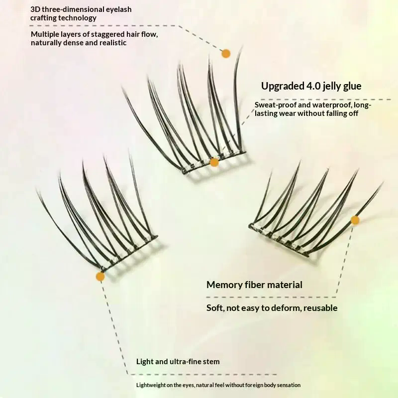 7列の自己粘着式まつげ、接着剤不要のつけまつげエクステ、再利 - Eyelash Extension With Glue のレビューと価格