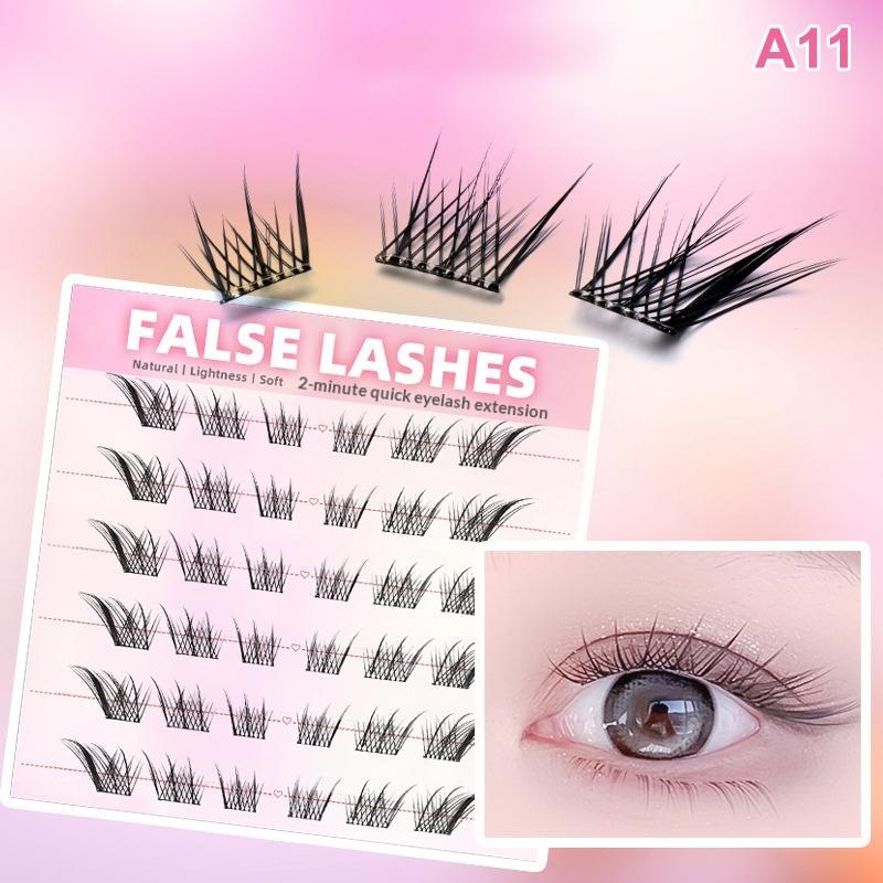6列の密なナチュラルつけまつげ、接着剤不要、セグメント式まつ - Eyelash Extension With Glue のレビューと価格
