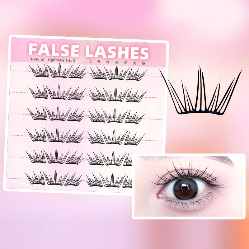 6列の密なナチュラルつけまつげ、接着剤不要、セグメント式まつ - Eyelash Extension With Glue のレビューと価格